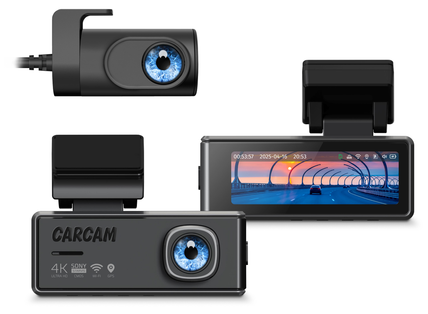 CARCAM 2CH 4K+1080p Mini WiFi Dash Cam GPS DVR R3