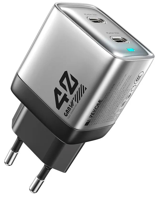 Wekome Mecha Metallic Paint 40W 2C GaN Charger (WP-U02) Silvery