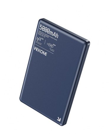 Wekome Blade Ultra-Thin Magnetic Wireless Power Bank 15W 5000 mAh Type-C (WP-82) Blue