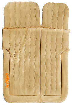 CARCAM Inflatable Auto Airbed, Two Pillows, Auto Air Pump, Repair Kit, 175x155 cm. (CCMTE134) Brown