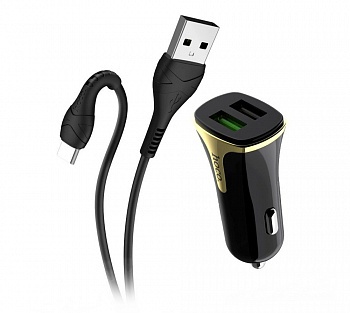 Hoco Z31a АЗУ 2USB 2.4A QC3.0 Быстрая зарядка для Type-C Черный Hoco Z31a АЗУ 2USB 2.4A QC3.0 Быстрая зарядка для Type-C Черный