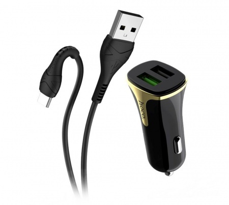 Hoco Z31a АЗУ 2USB 2.4A QC3.0 Быстрая зарядка для Type-C Черный Hoco Z31a АЗУ 2USB 2.4A QC3.0 Быстрая зарядка для Type-C Черный