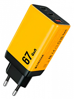 Wekome Keylour Series USB A+C 67W GaN Charger (WP-U157) Yellow