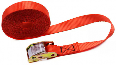 Ремень для фиксации груза с пряжкой CARCAM 5м Красный