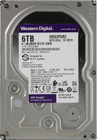 WD Purple WD62PURZ, 6ТБ, HDD, SATA III, 3.5" WD Purple WD62PURZ, 6ТБ, HDD, SATA III, 3.5"