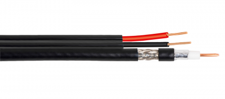 Кабель коаксиальный RG-59U, 75 Ом (CCA, AL) + 2x0.75 мм2 CCA, чёрный, 50 м