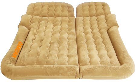 CARCAM Inflatable Auto Airbed, Two Pillows, Auto Air Pump, Repair Kit, 175x155 cm. (CCMTE134) Brown