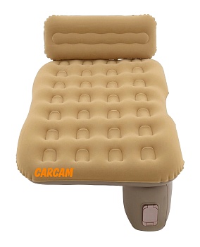 CARCAM Inflatable Back Seat Auto Airbed, Auto Air Pump, Repair Kit, 135x85 cm. (CCMTE1750) Brown