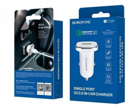 Borofone BZ12A АЗУ 1USB 3.0A QC3.0 Быстрая зарядка Белый Borofone BZ12A АЗУ 1USB 3.0A QC3.0 Быстрая зарядка Белый